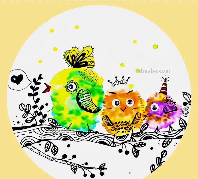 儿童画教程|低幼儿创意画-树枝上的小鸟 儿童画教程|低幼儿创意画-树枝上的小鸟