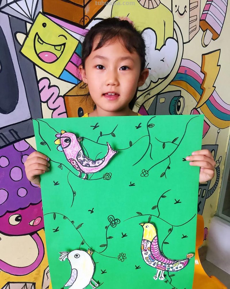 暑假第后一期美术作品：小鸟创意儿童画作品