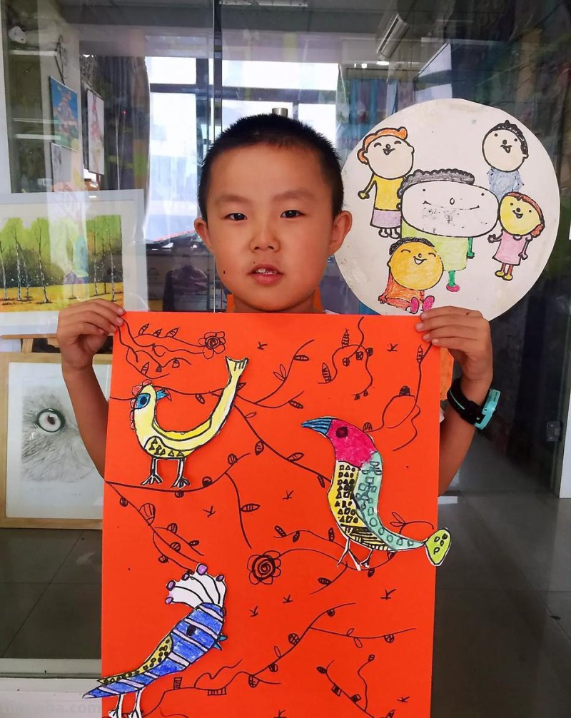 暑假第后一期美术作品：小鸟创意儿童画作品
