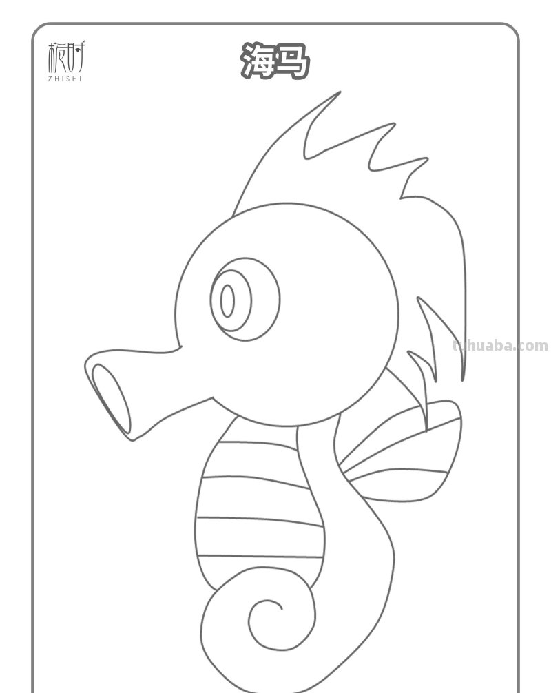 海洋动物涂色 - 超萌简笔画涂色素材