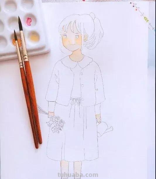 「水彩教程」简单的水彩人物插画
