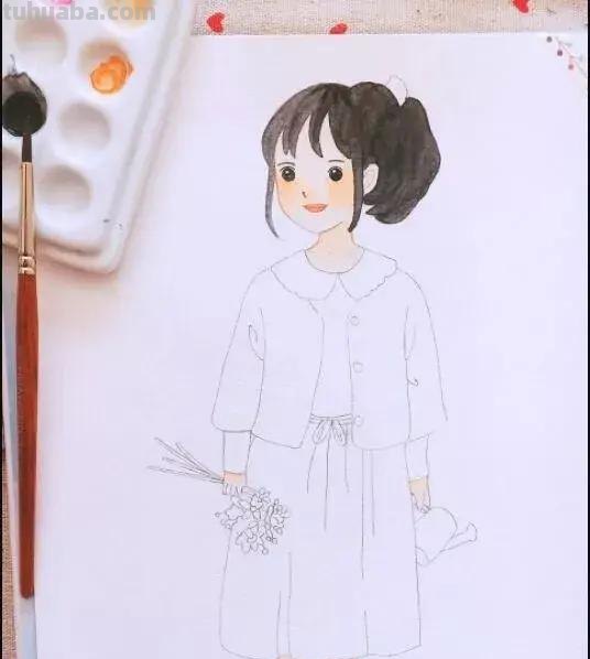 「水彩教程」简单的水彩人物插画