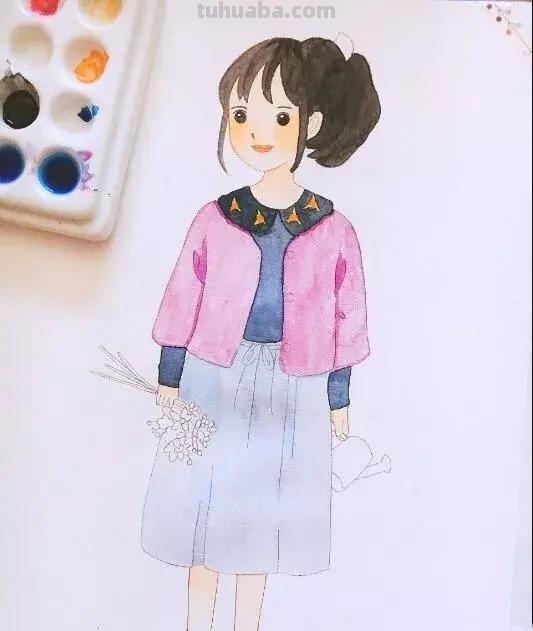 「水彩教程」简单的水彩人物插画