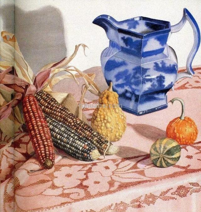 美国艺术家桑德 弗兰顿的静物花卉作品