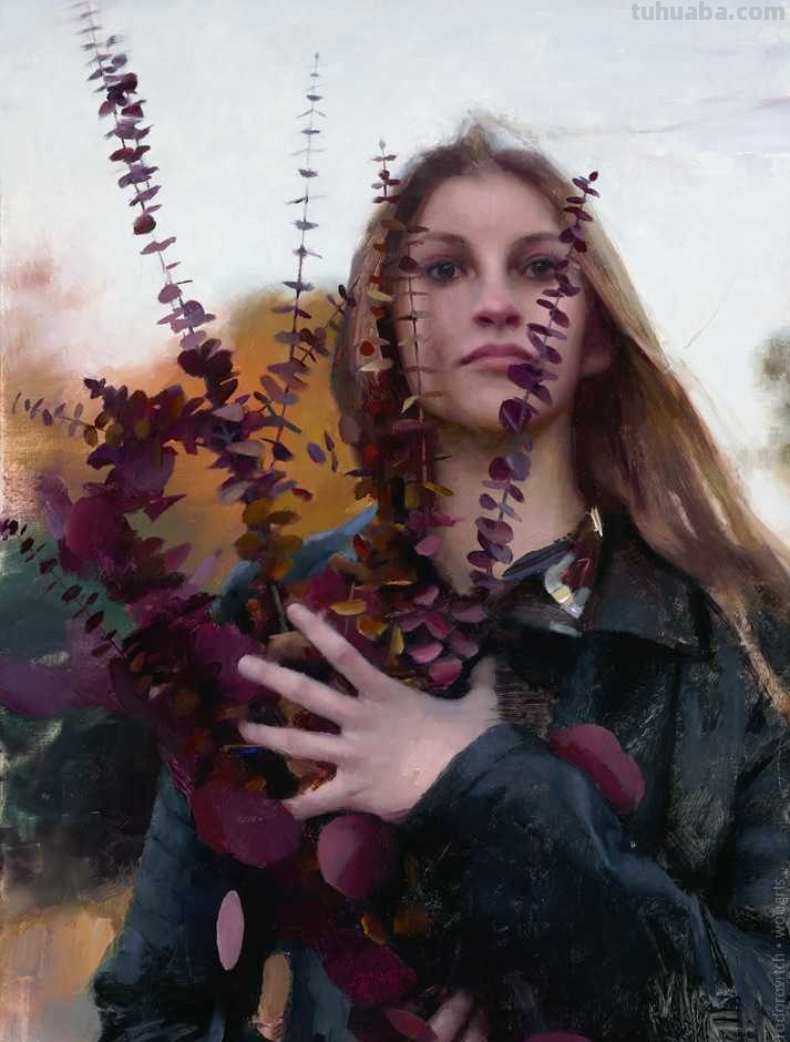 自然主义之形体油画，艺术家约瑟夫的作品，脱俗的美