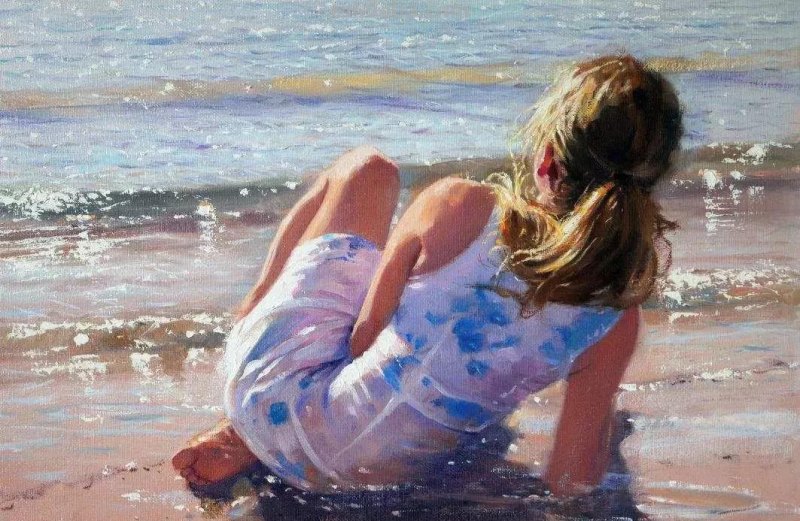 海边的浪漫-英国画家尼古拉斯唯美油画作品欣赏