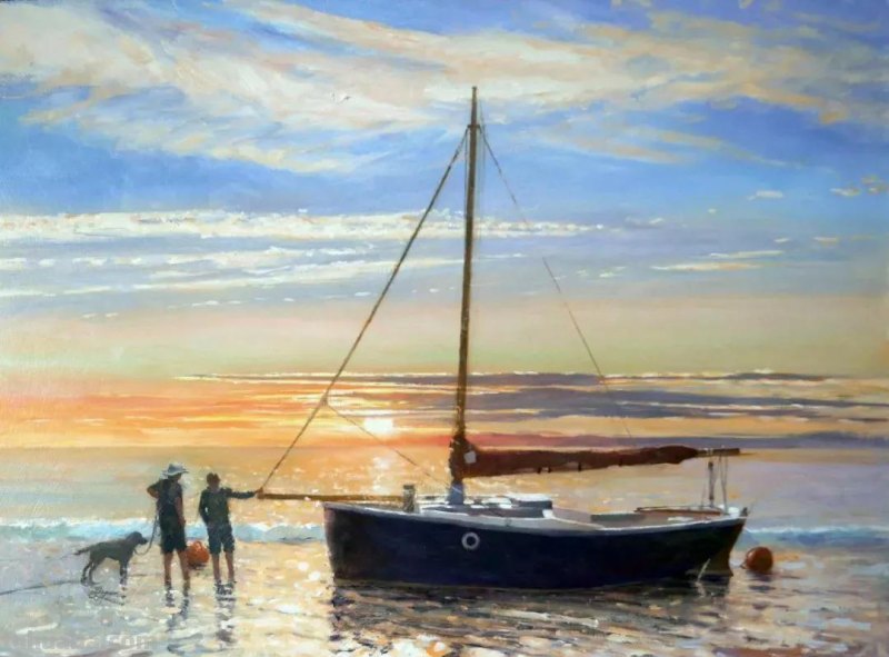 海边的浪漫-英国画家尼古拉斯唯美油画作品欣赏