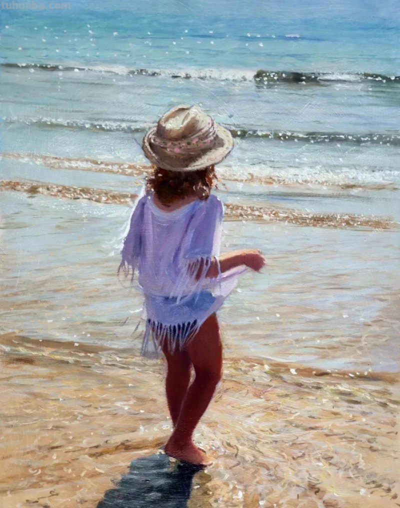 海边的浪漫-英国画家尼古拉斯唯美油画作品欣赏
