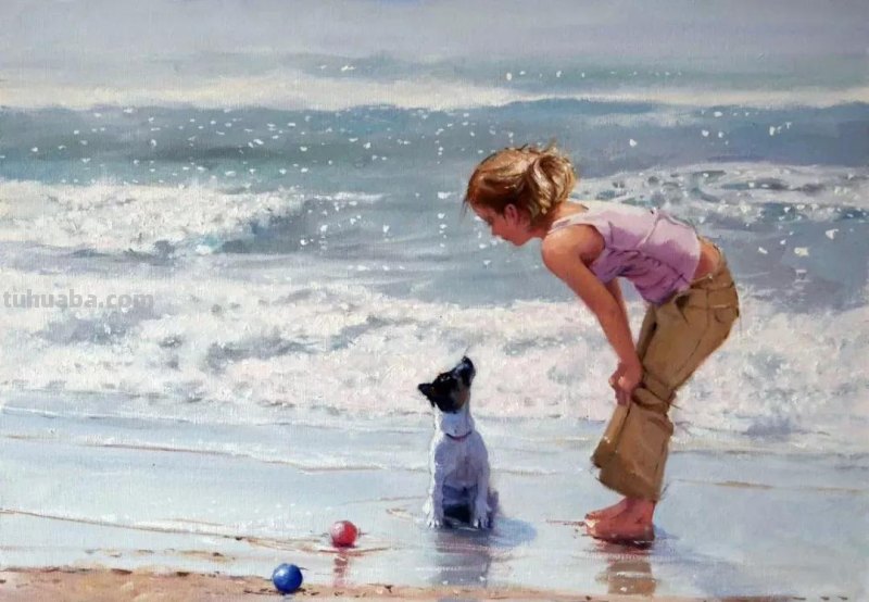 海边的浪漫-英国画家尼古拉斯唯美油画作品欣赏