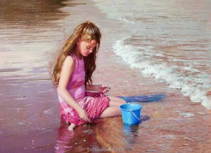 海边的浪漫-英国画家尼古拉斯唯美油画作品欣赏