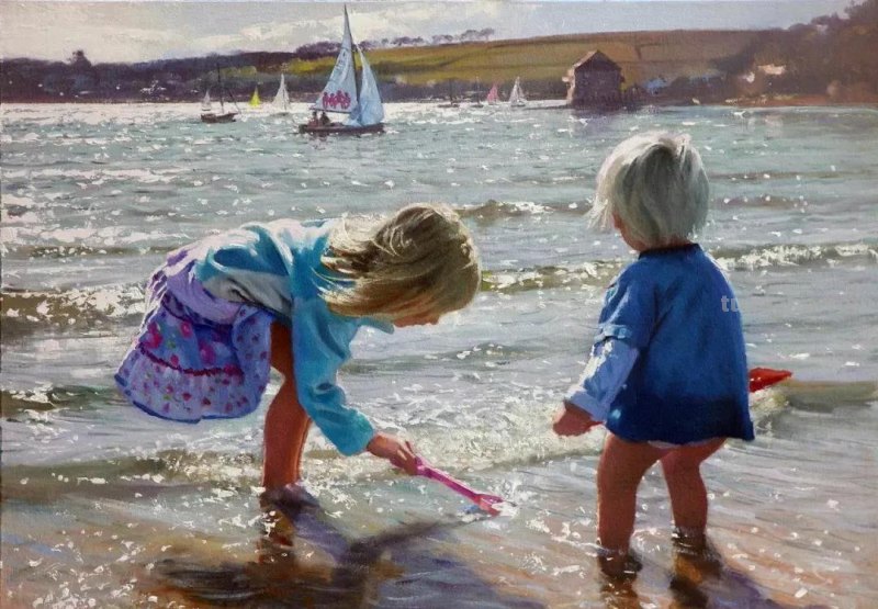 海边的浪漫-英国画家尼古拉斯唯美油画作品欣赏