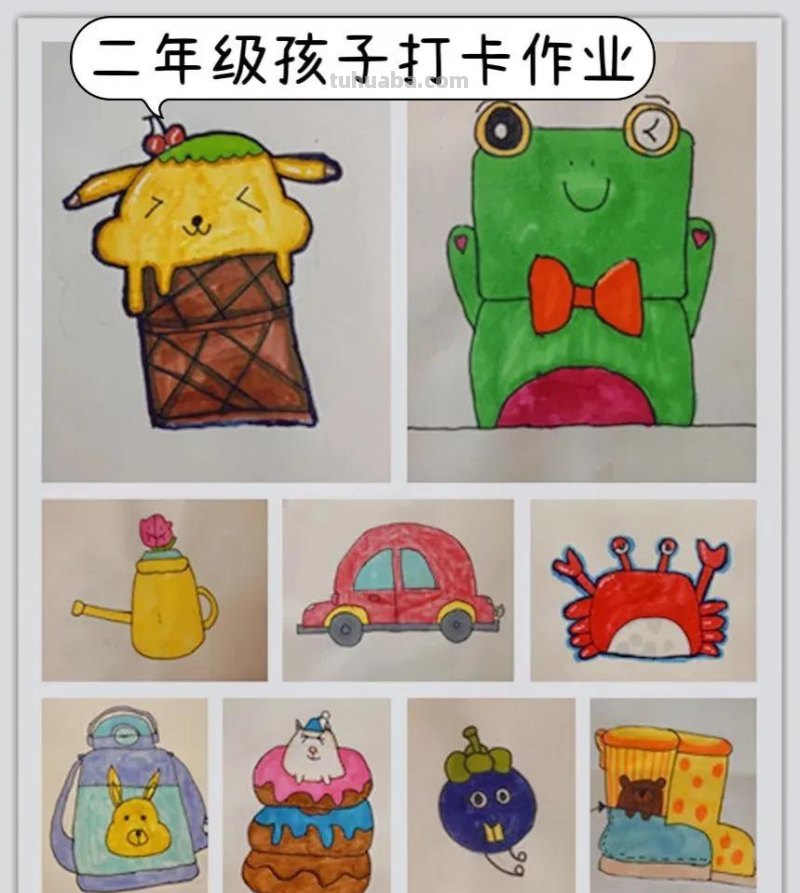 马克笔卡通小画，造型训练 上色技巧！平涂风简笔画（练手感）
