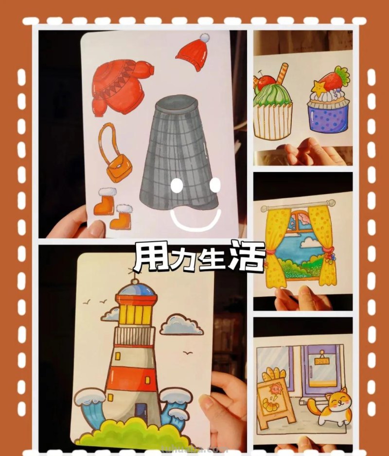 马克笔卡通小画，造型训练 上色技巧！平涂风简笔画（练手感）