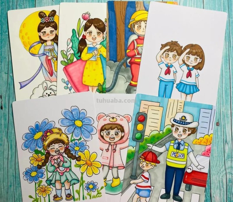 马克笔卡通小画，造型训练 上色技巧！平涂风简笔画（练手感）