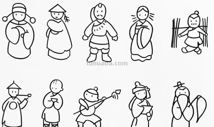 100多位形态各异的人物简笔画，快收藏起来，陪孩子画一画！