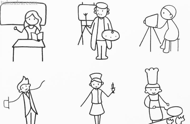 100多位形态各异的人物简笔画，快收藏起来，陪孩子画一画！