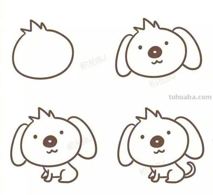 一大波狗狗简笔画教程，周末和宝宝一起画吧！