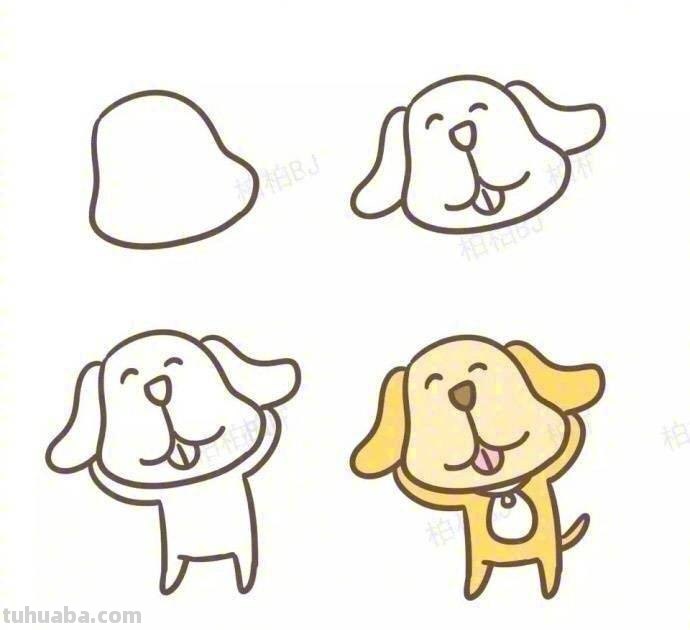 一大波狗狗简笔画教程，周末和宝宝一起画吧！