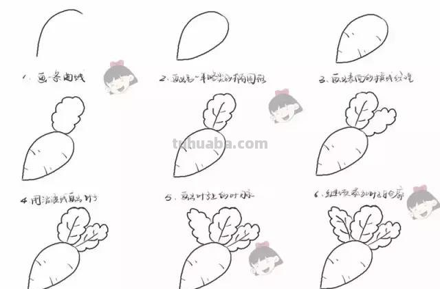 简笔画教程：水果蔬菜