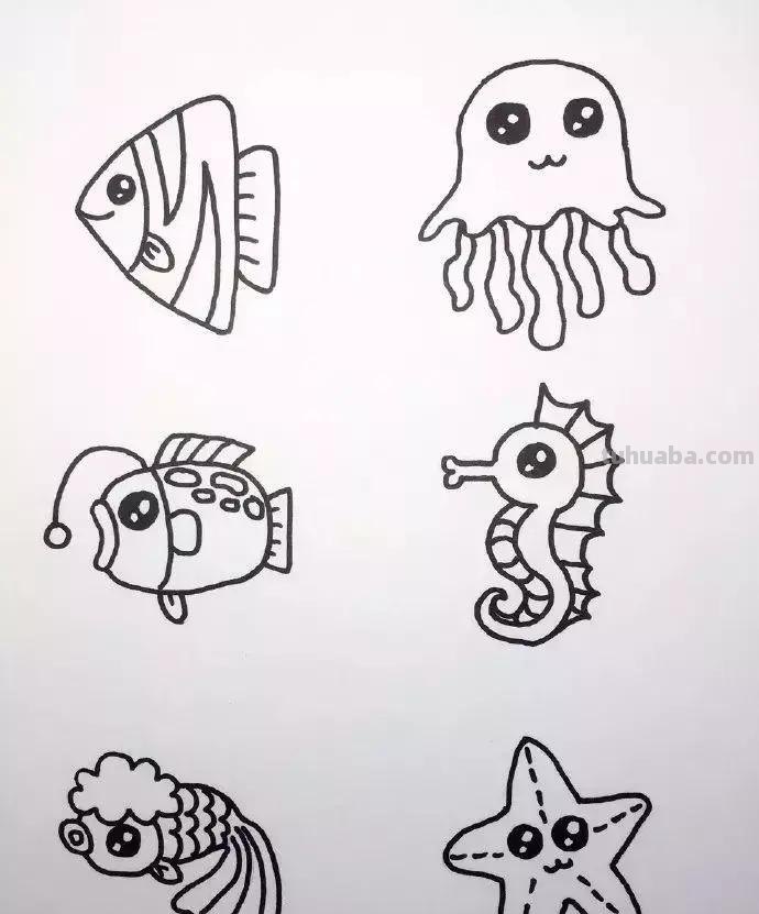 海底世界儿童简笔画来啦！零基础教程，收藏这一篇就够了
