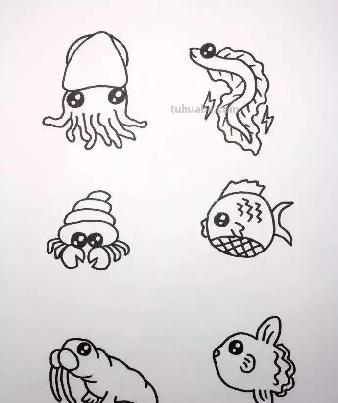 海底世界儿童简笔画来啦！零基础教程，收藏这一篇就够了
