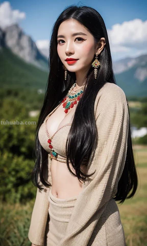 南方民族服饰的特色美 AI绘画作品:民族服饰女孩