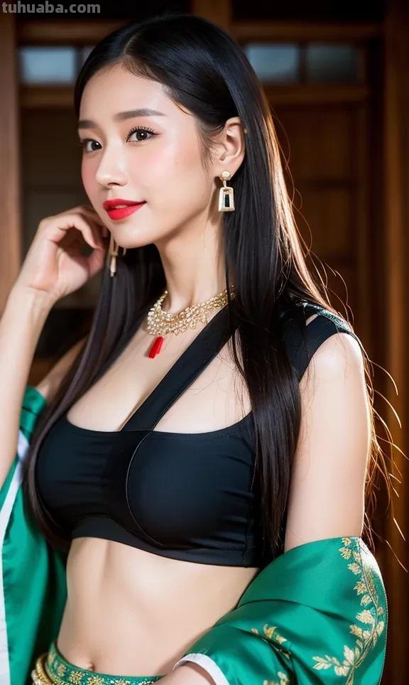 南方民族服饰的特色美 AI绘画作品:民族服饰女孩