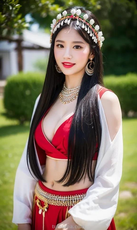 南方民族服饰的特色美 AI绘画作品:民族服饰女孩