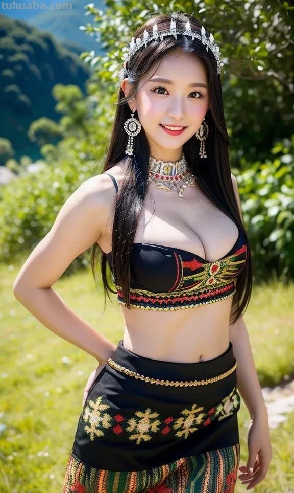 南方民族服饰的特色美 AI绘画作品:民族服饰女孩