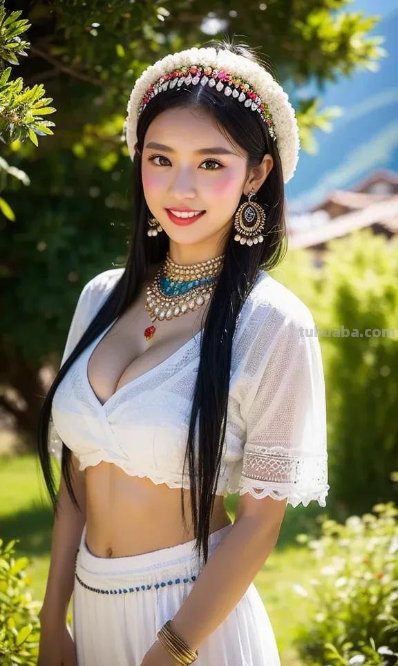 南方民族服饰的特色美 AI绘画作品:民族服饰女孩