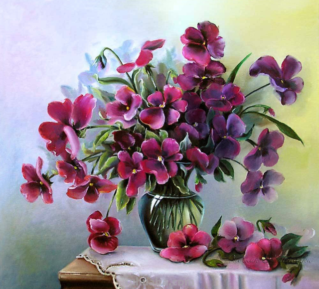 艺术家VALEVSKAYA VALENTINA MIKHAILOVNA静物花卉作品