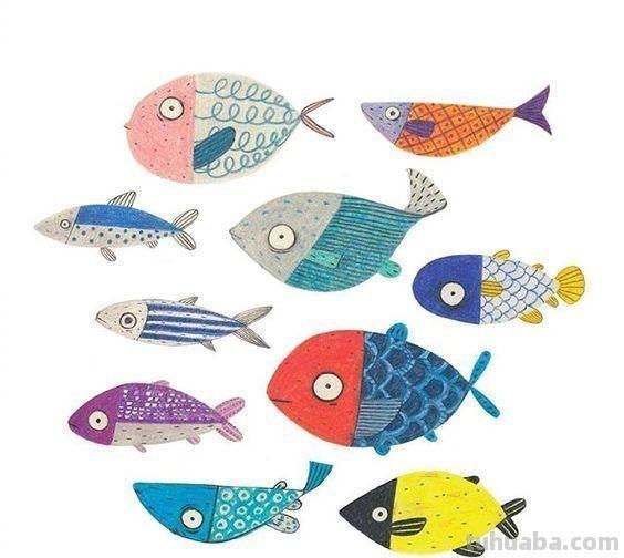 每天学一幅简笔画-几十种漂亮小鱼的画法素材