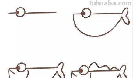 各种各样的鱼简笔画图片合集，快跟小朋友一起画起来吧！ ​