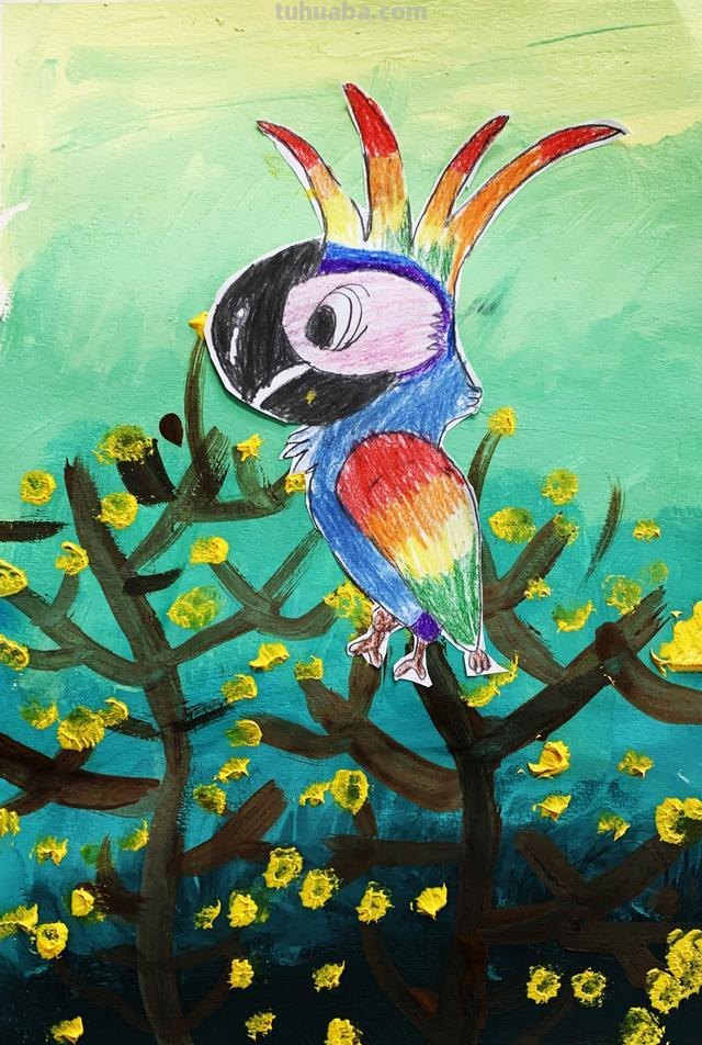 「走向我们的小康生活征集作品」儿童画《鸟》