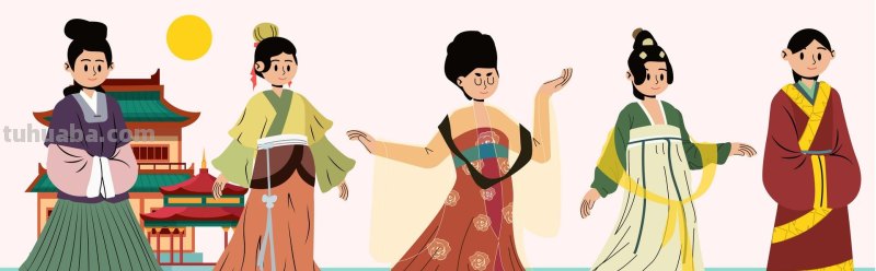 扁平风插画｜56民族传统服饰人物插画