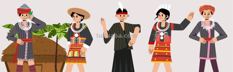 扁平风插画｜56民族传统服饰人物插画
