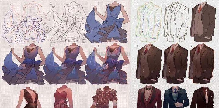 「绘画素材」最全“服饰褶皱”素材合辑，专治衣褶苦手