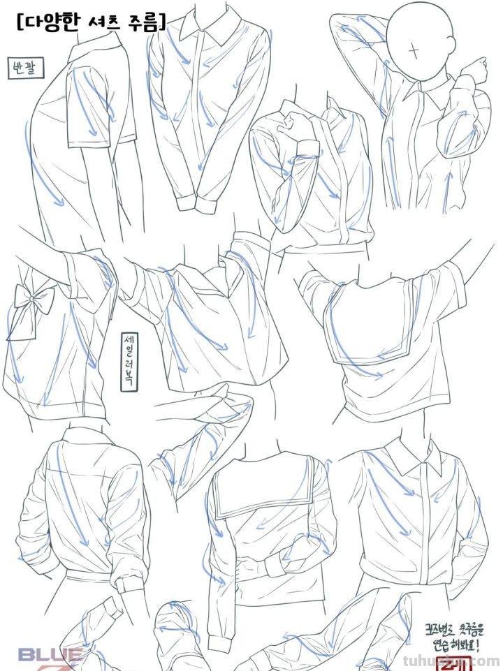 「绘画素材」最全“服饰褶皱”素材合辑，专治衣褶苦手