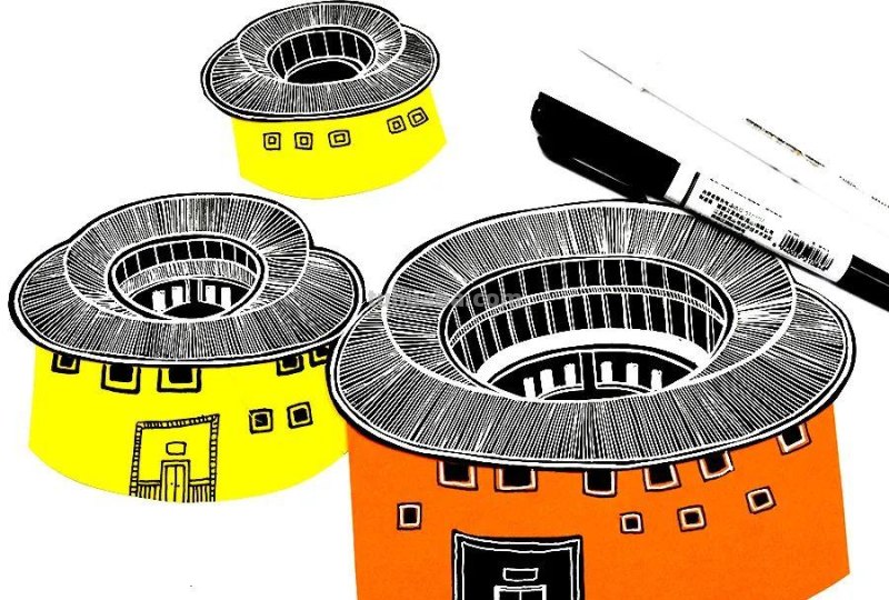 儿童画教程｜感受中国传统民居的魅力-福建土楼