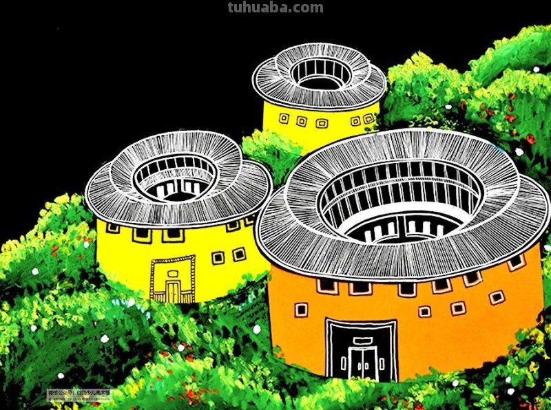 儿童画教程｜感受中国传统民居的魅力-福建土楼