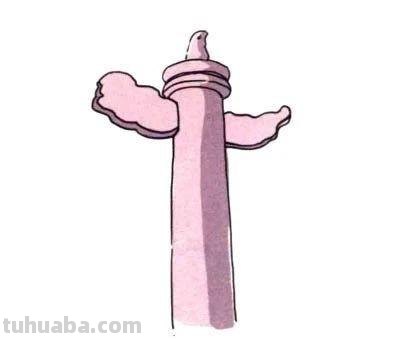 每天学一幅简笔画-中央电视台大楼彩色简笔画步骤图