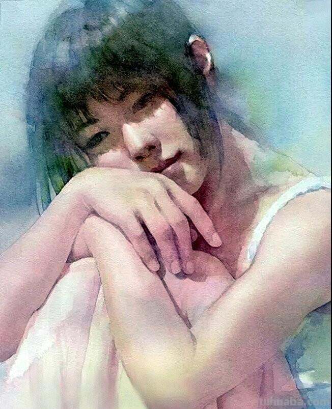 柔媚少女｜日本当代人物水彩画欣赏