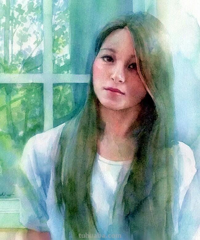 柔媚少女｜日本当代人物水彩画欣赏