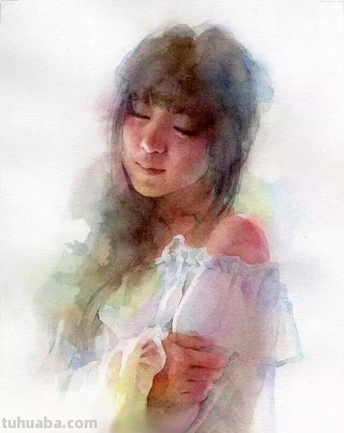 柔媚少女｜日本当代人物水彩画欣赏