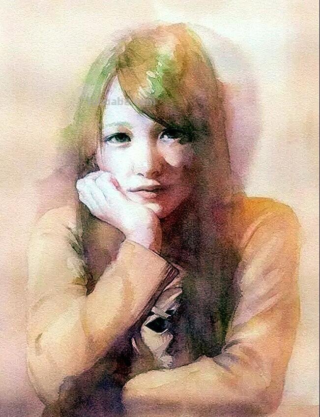 柔媚少女｜日本当代人物水彩画欣赏