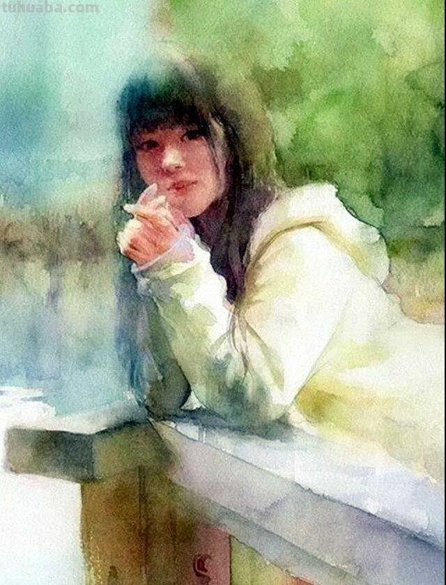 柔媚少女｜日本当代人物水彩画欣赏