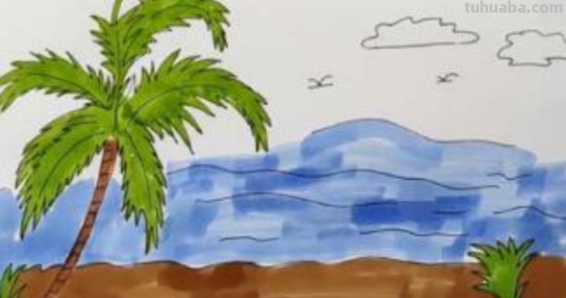 粉色沙滩怎么画彩铅（粉色沙滩怎么画彩铅画）