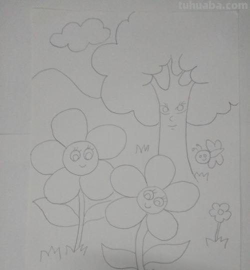 花草丛速写（花草速写画）