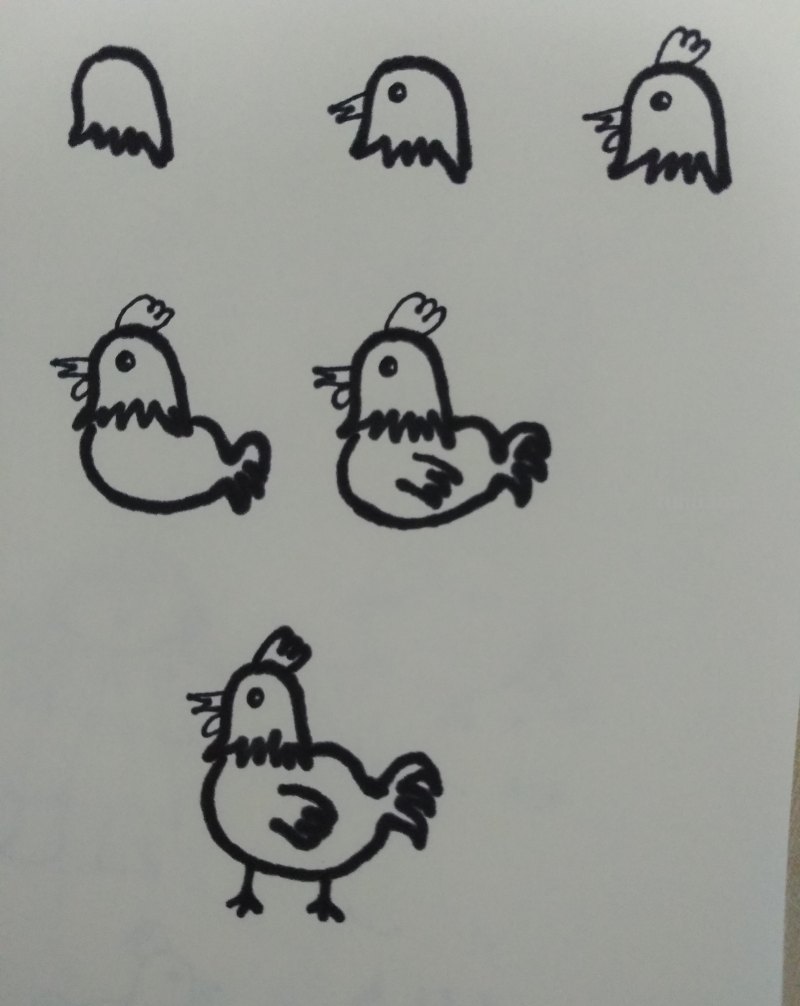 大公鸡简笔画画法