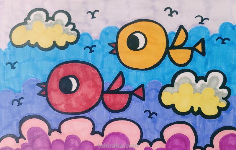 小鸟简笔画，小鸟儿童画，小鸟简笔画教程，小鸟怎么画简单又漂亮